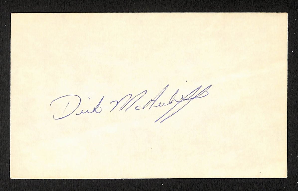 Dick McAuliffe Tigers Autographed/Signed 3x5 Index Card JSA BA205731