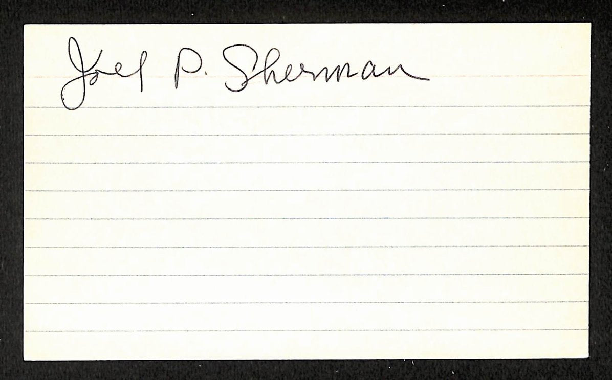 Joel Sherman Athletics Autographed/Signed 3x5 Index Card JSA BA205733