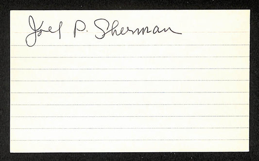 Joel Sherman Athletics Autographed/Signed 3x5 Index Card JSA BA205733