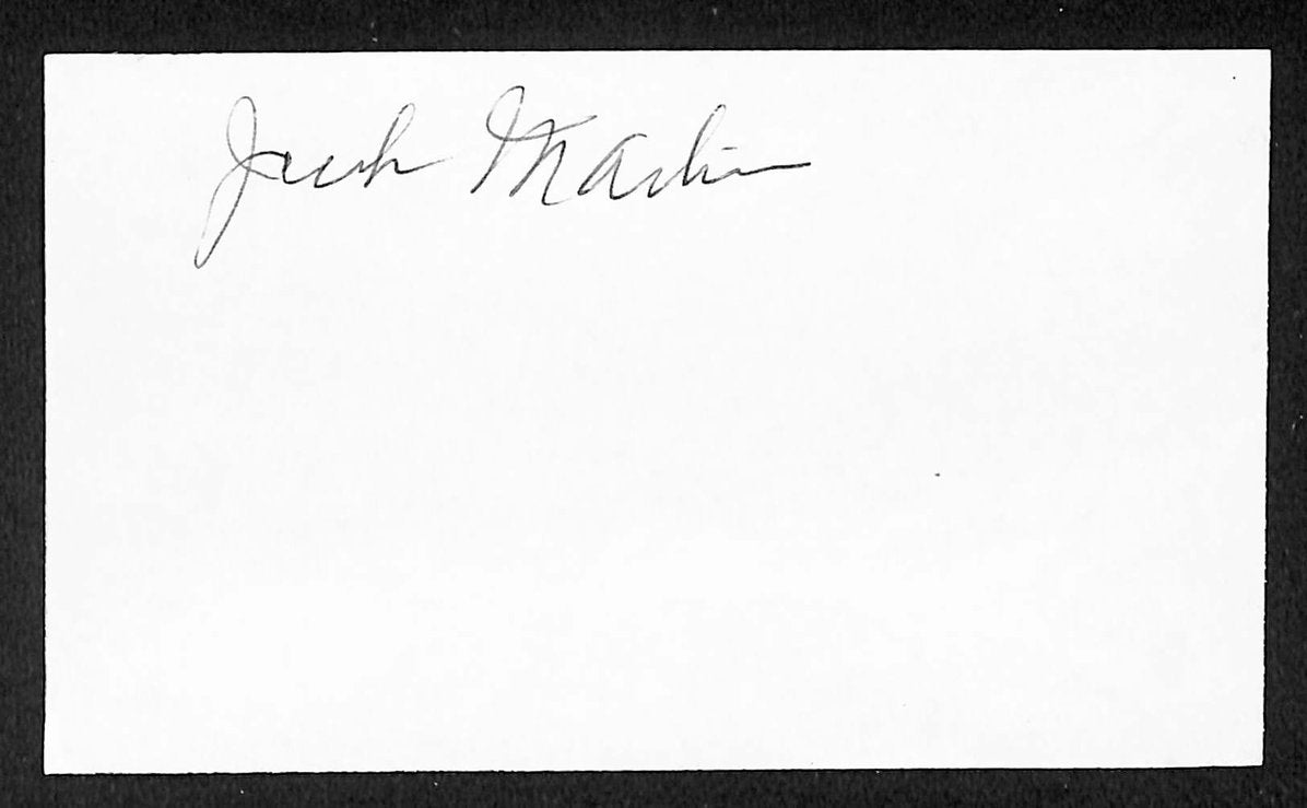John Martin Yankees Autographed/Signed 3x5 Index Card JSA BA205738