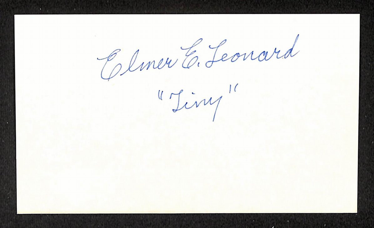 Elmer Leonard Athletics Autographed/Signed 3x5 Index Card JSA BA205739