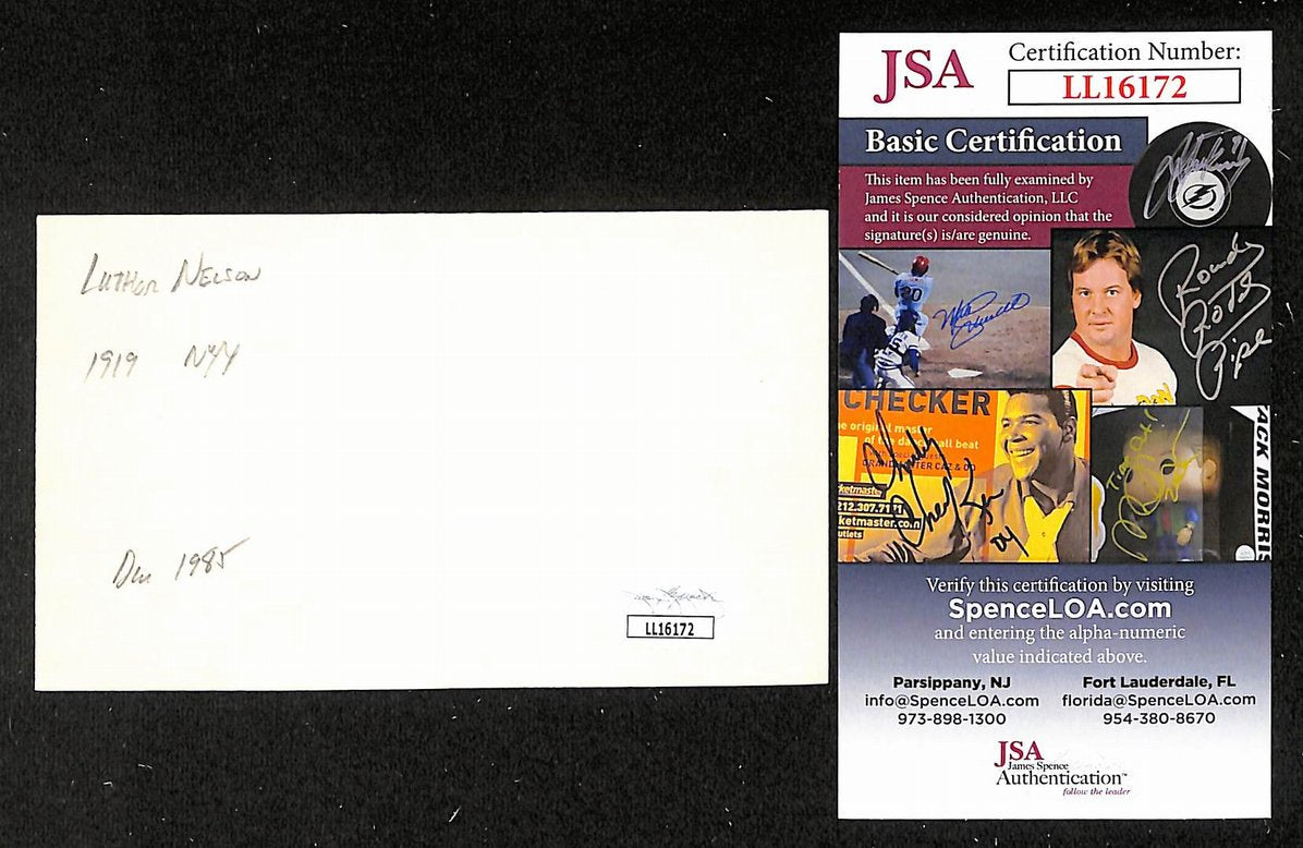 Luther Nelson Yankees Autographed/Signed 3x5 Index Card JSA BA205745