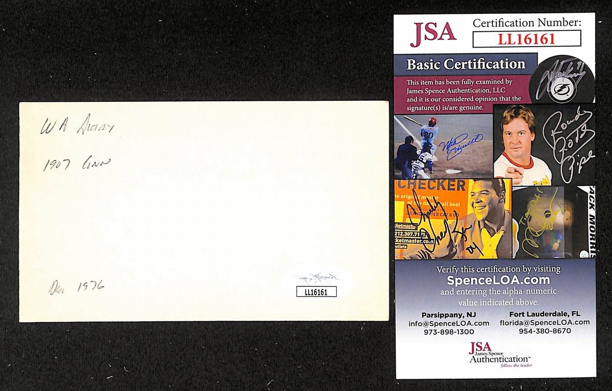 Chick Autry Yankees Autographed/Signed 3x5 Index Card JSA BA205750