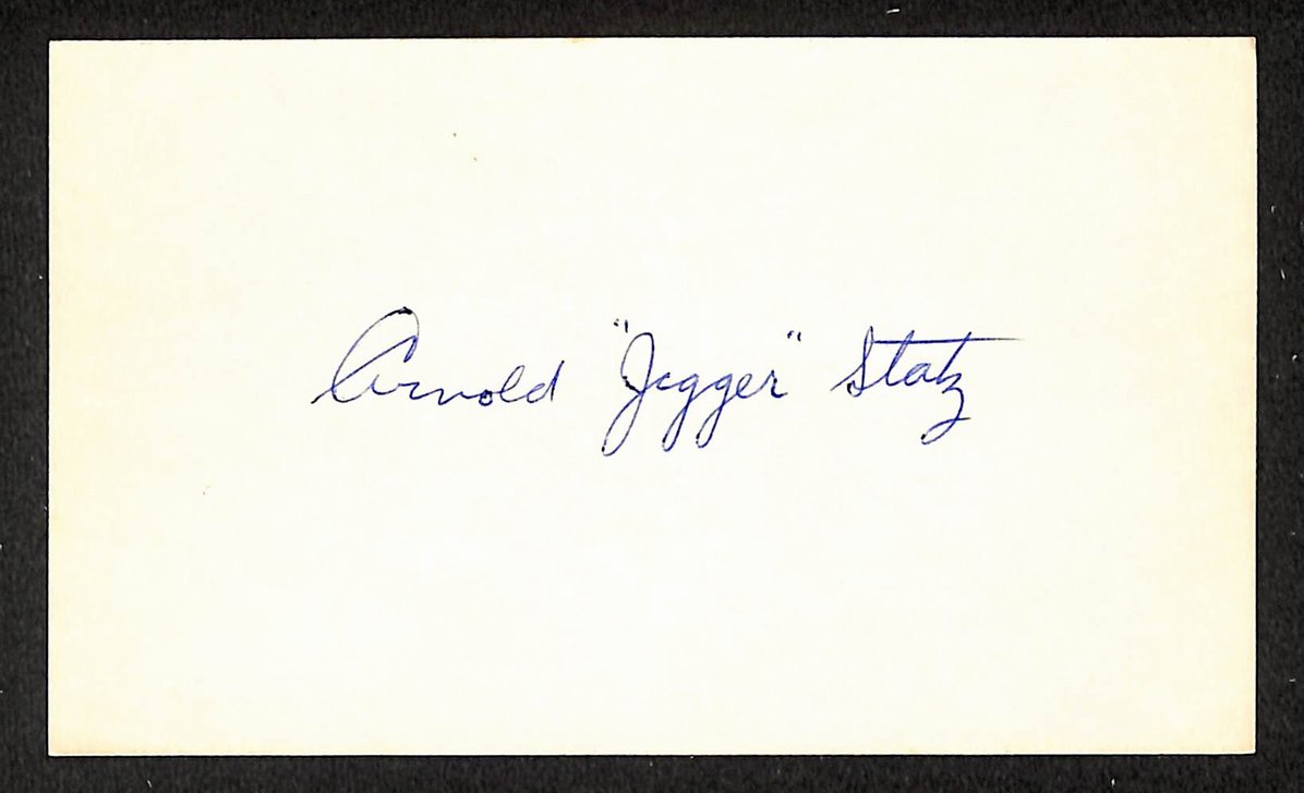Jigger Statz Red Sox Autographed/Signed 3x5 Index Card JSA BA205753