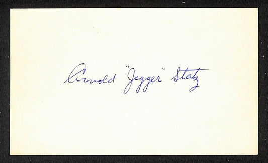 Jigger Statz Red Sox Autographed/Signed 3x5 Index Card JSA BA205753