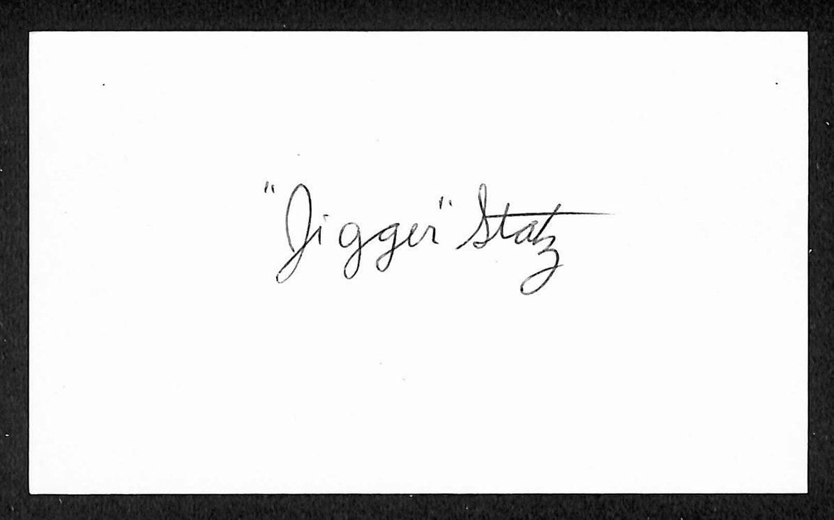 Jigger Statz Red Sox Autographed/Signed 3x5 Index Card JSA BA205754