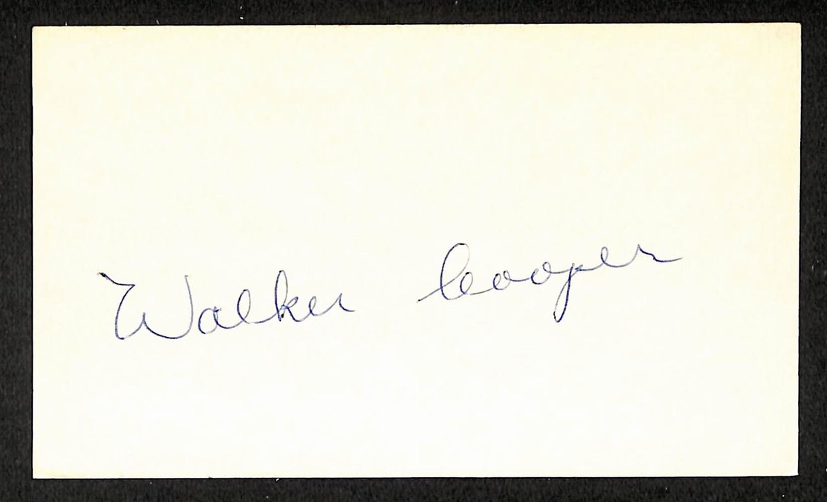 Walker Cooper Braves Autographed/Signed 3x5 Index Card JSA BA205757