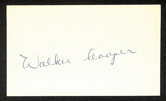 Walker Cooper Braves Autographed/Signed 3x5 Index Card JSA BA205757