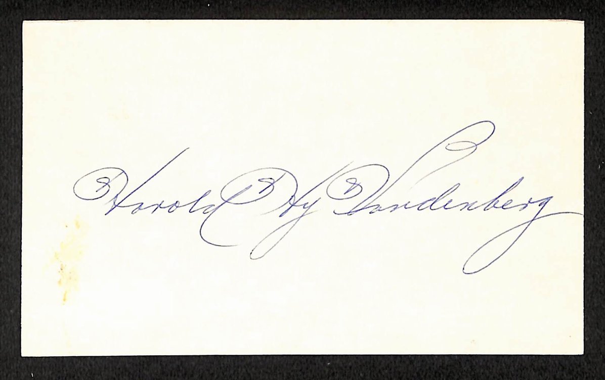 HY Vandenberg Giants Autographed/Signed 3x5 Index Card JSA BA205760