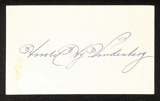 HY Vandenberg Giants Autographed/Signed 3x5 Index Card JSA BA205760