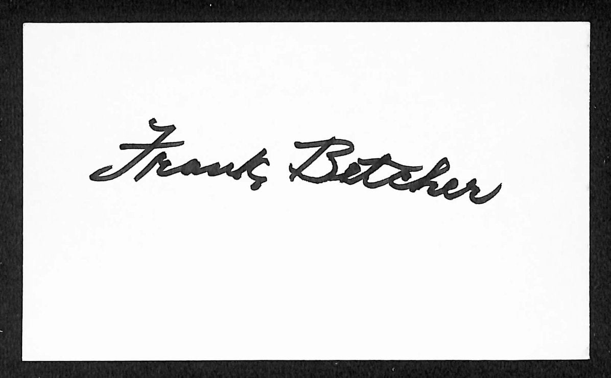 Frank Betcher Cardinals Autographed/Signed 3x5 Index Card JSA BA205761