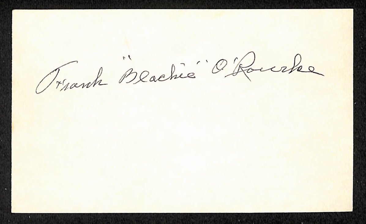 Frank O'Rourke Red Sox Autographed/Signed 3x5 Index Card JSA BA205763