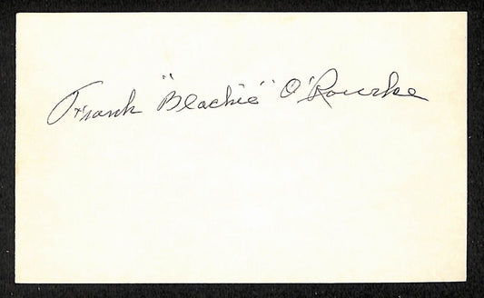 Frank O'Rourke Red Sox Autographed/Signed 3x5 Index Card JSA BA205763