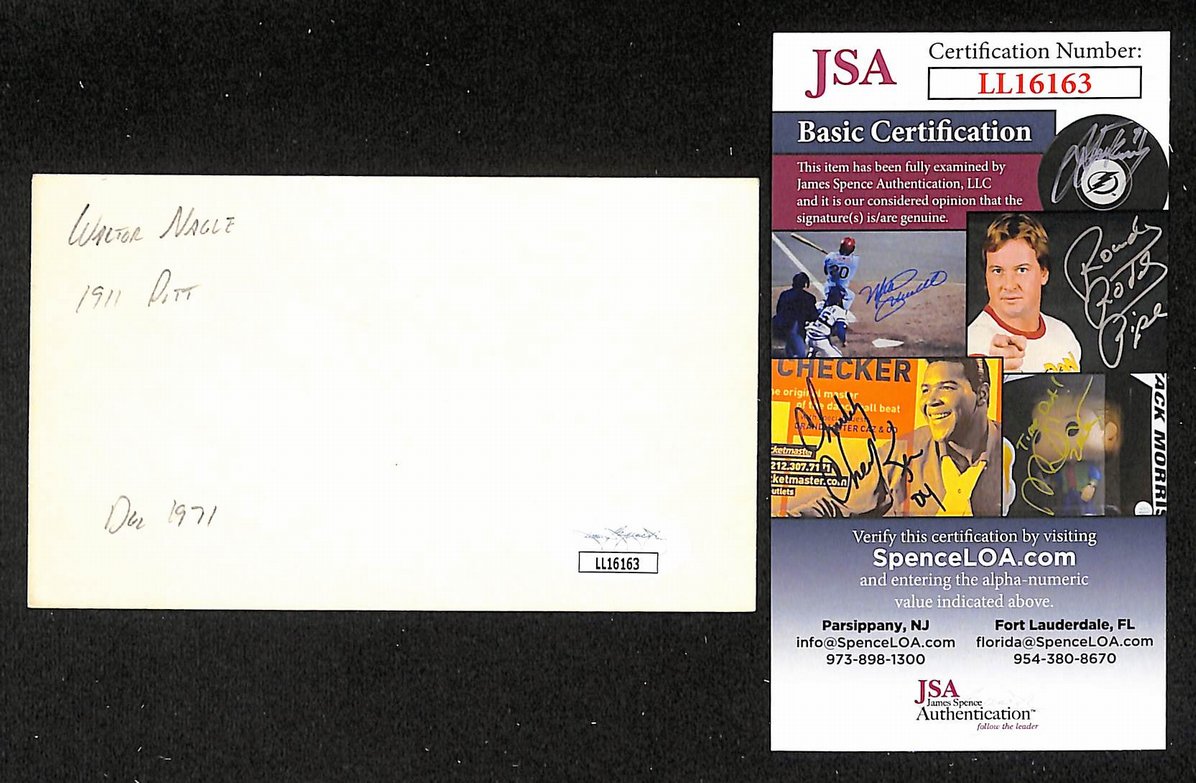 Judge Nagle Red Sox Autographed/Signed 3x5 Index Card JSA BA205765