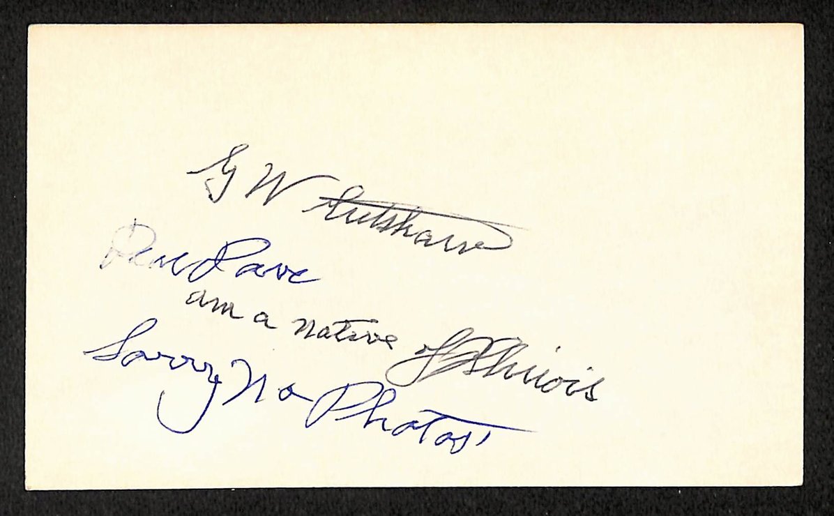 George Cutshaw Tigers Autographed/Signed 3x5 Index Card JSA BA207671
