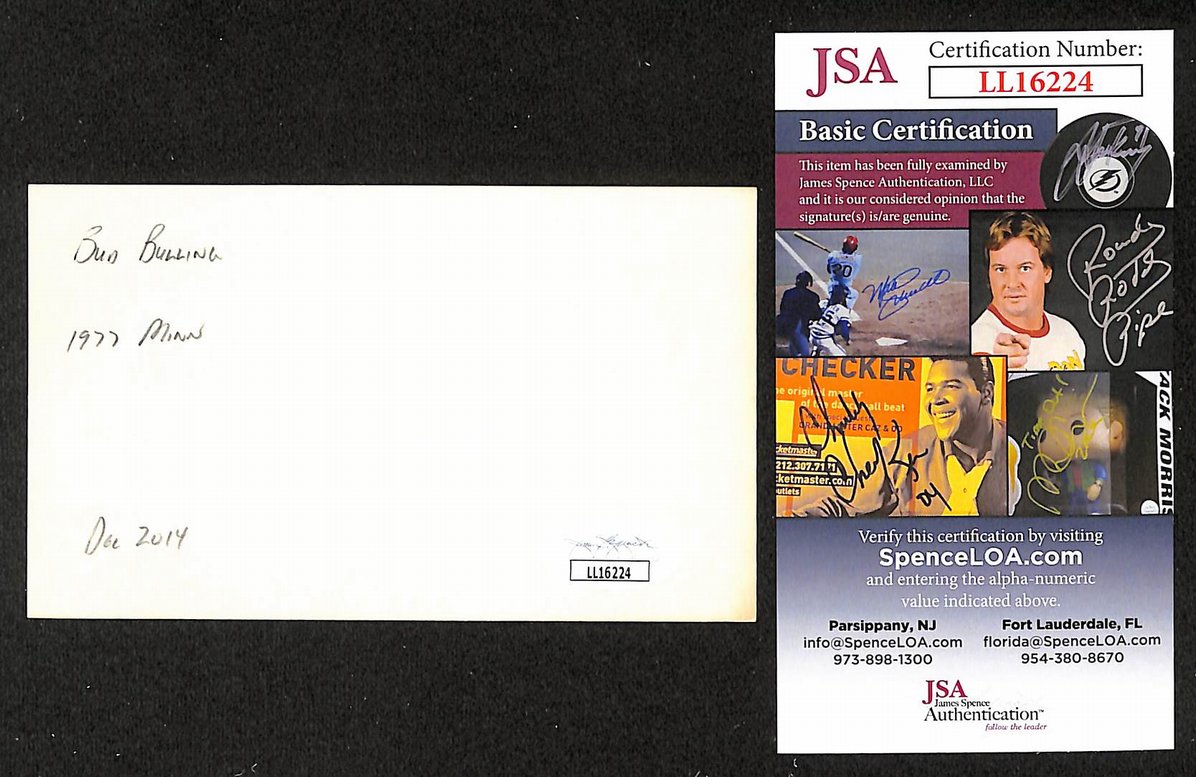 Bud Bulling Twins Autographed/Signed 3x5 Index Card JSA BA207674