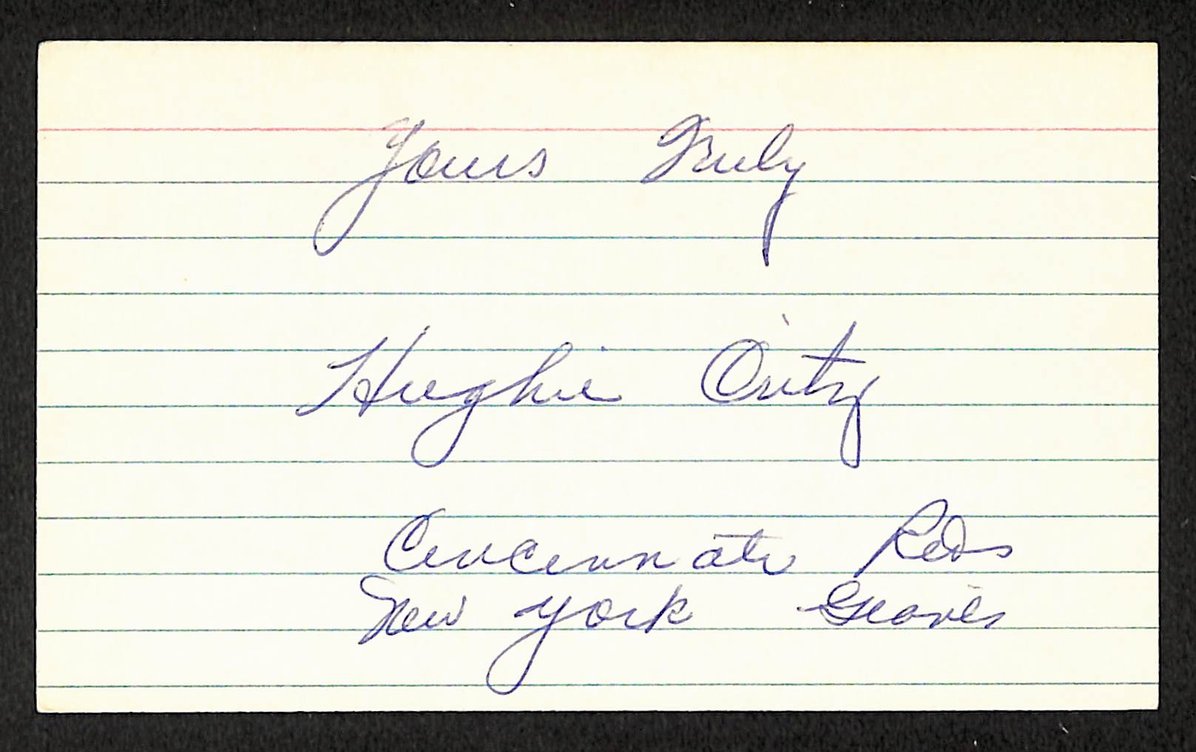 Hugh Critz Giants Autographed/Signed 3x5 Index Card JSA BA207675