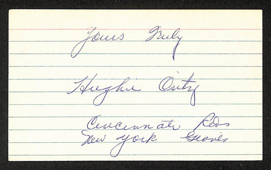 Hugh Critz Giants Autographed/Signed 3x5 Index Card JSA BA207675