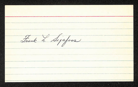 Frank Sigafoos Athletics Autographed/Signed 3x5 Index Card JSA BA207677
