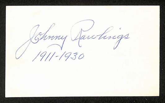 Johnny Rawlings Phillies Autographed/Signed 3x5 Index Card JSA BA207680