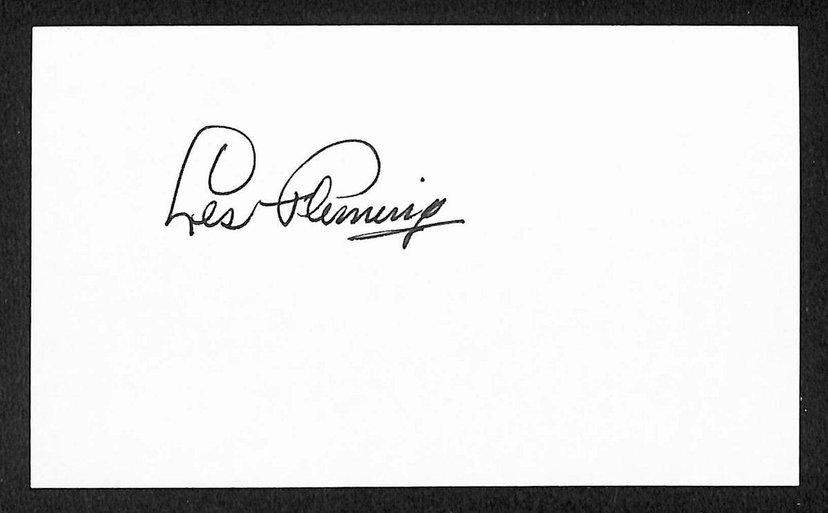 Les Fleming Pirates Autographed/Signed 3x5 Index Card JSA BA207682