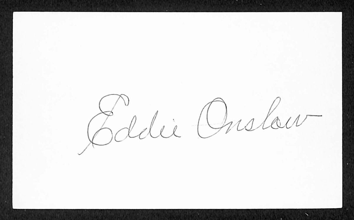 Eddie Onslow Tigers Autographed/Signed 3x5 Index Card JSA BA207684