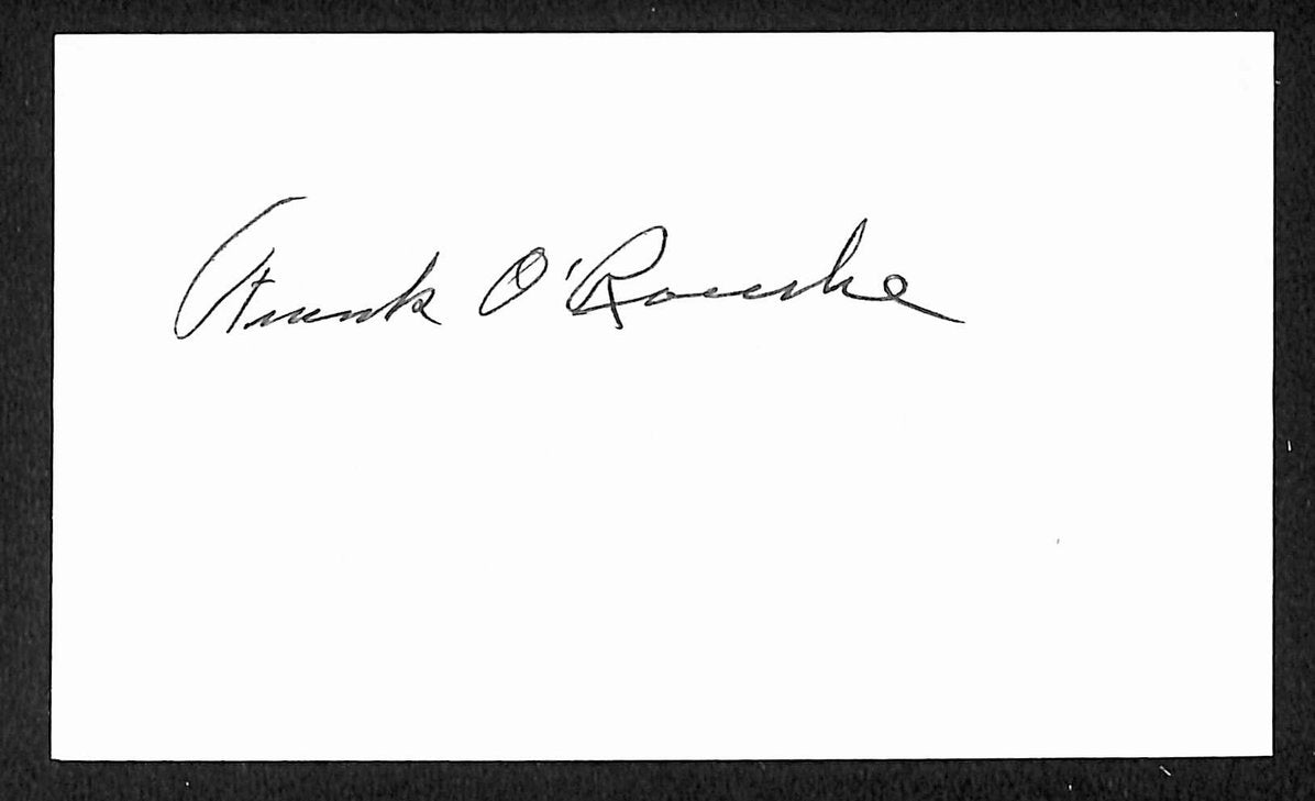 Frank O'Rourke Red Sox Autographed/Signed 3x5 Index Card JSA BA207685