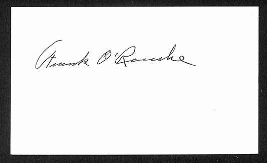 Frank O'Rourke Red Sox Autographed/Signed 3x5 Index Card JSA BA207685