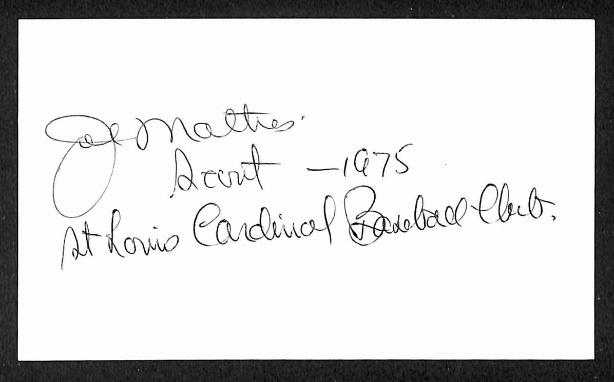 Joe Mathes Athletics Autographed/Signed 3x5 Index Card JSA BA207688