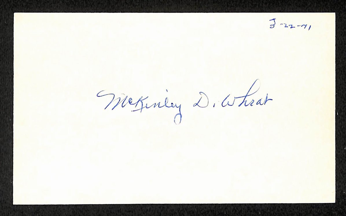 Mack Wheat Phillies Autographed/Signed 3x5 Index Card JSA BA207692