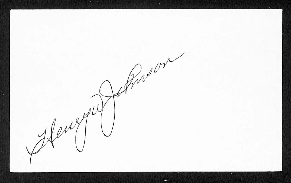 Henry Johnson Yankees Autographed/Signed 3x5 Index Card JSA BA207693