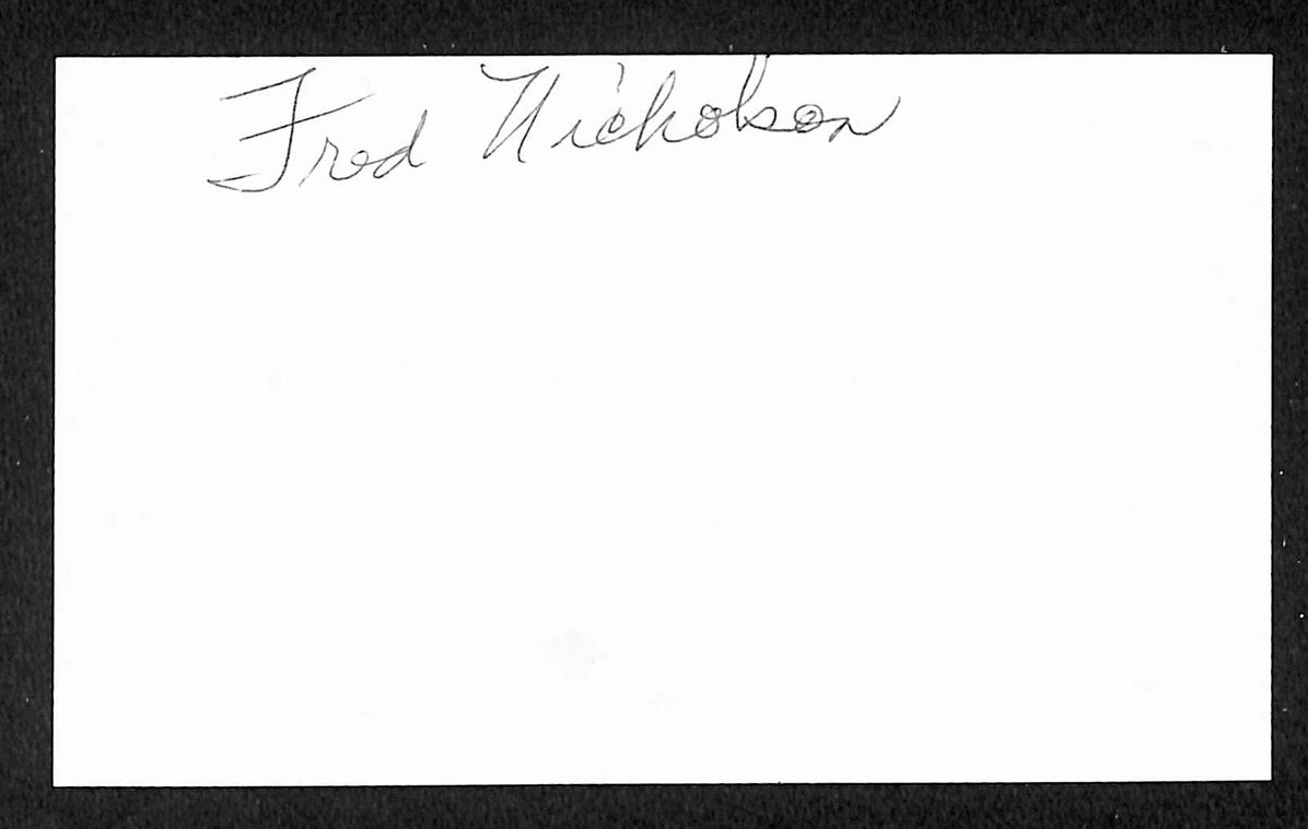 Fred Nicholson Pirates Autographed/Signed 3x5 Index Card JSA BA207696