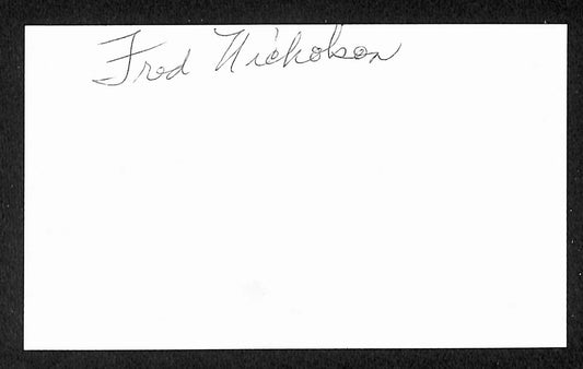 Fred Nicholson Pirates Autographed/Signed 3x5 Index Card JSA BA207696
