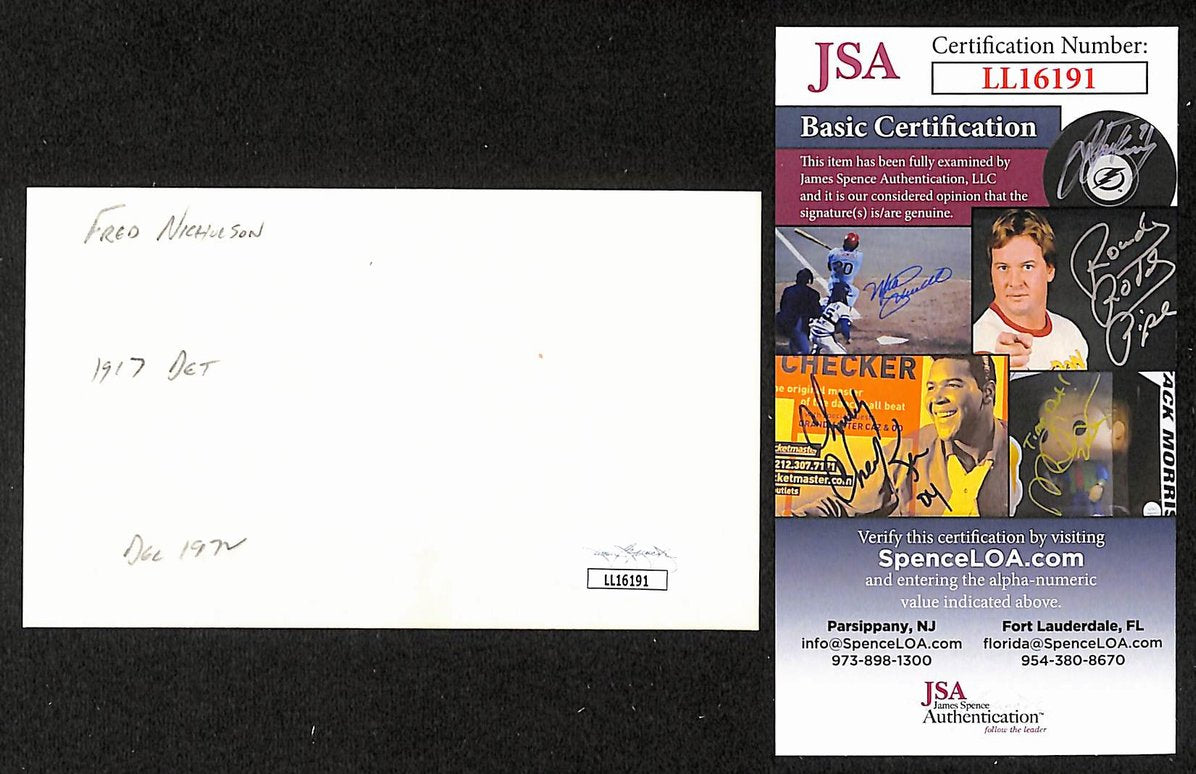 Fred Nicholson Pirates Autographed/Signed 3x5 Index Card JSA BA207696