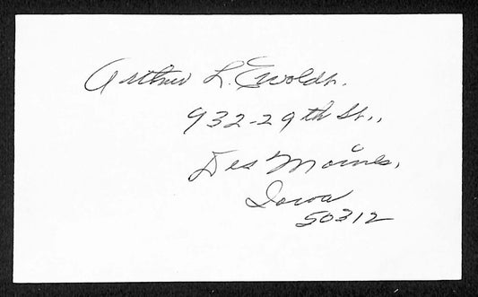Art Ewoldt Athletics Autographed/Signed 3x5 Index Card JSA BA207699