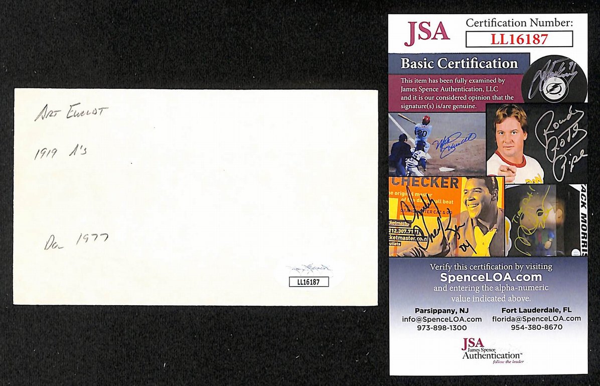 Art Ewoldt Athletics Autographed/Signed 3x5 Index Card JSA BA207699