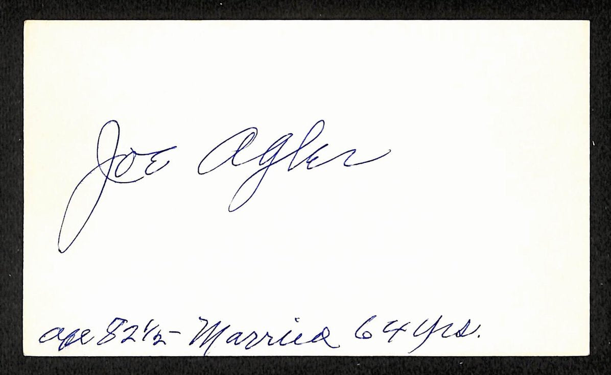 Joe Agler Senators Autographed/Signed 3x5 Index Card JSA BA207702
