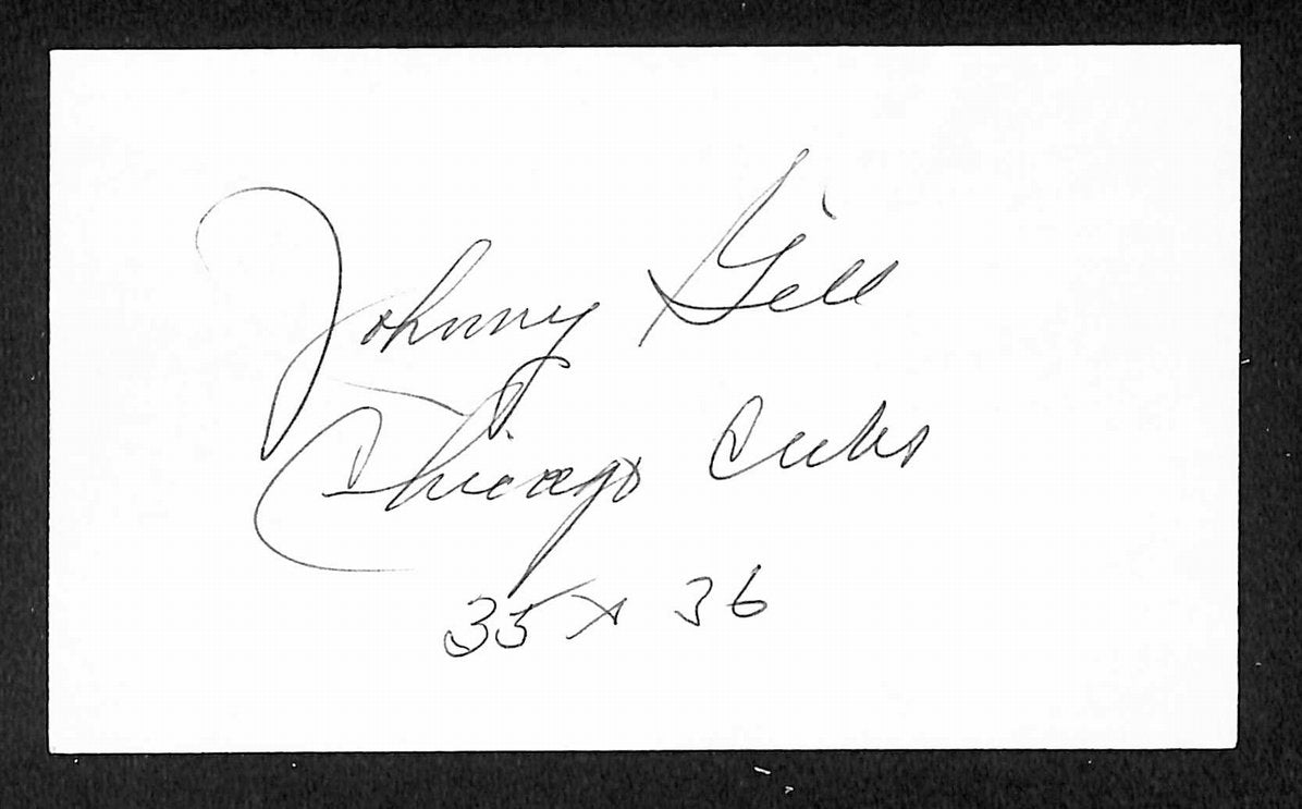 Johnny Gill Cubs Autographed/Signed 3x5 Index Card JSA BA207708
