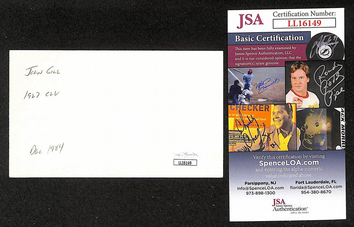 Johnny Gill Cubs Autographed/Signed 3x5 Index Card JSA BA207708