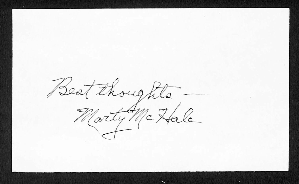 Marty McHale Yankees Autographed/Signed 3x5 Index Card JSA BA207710