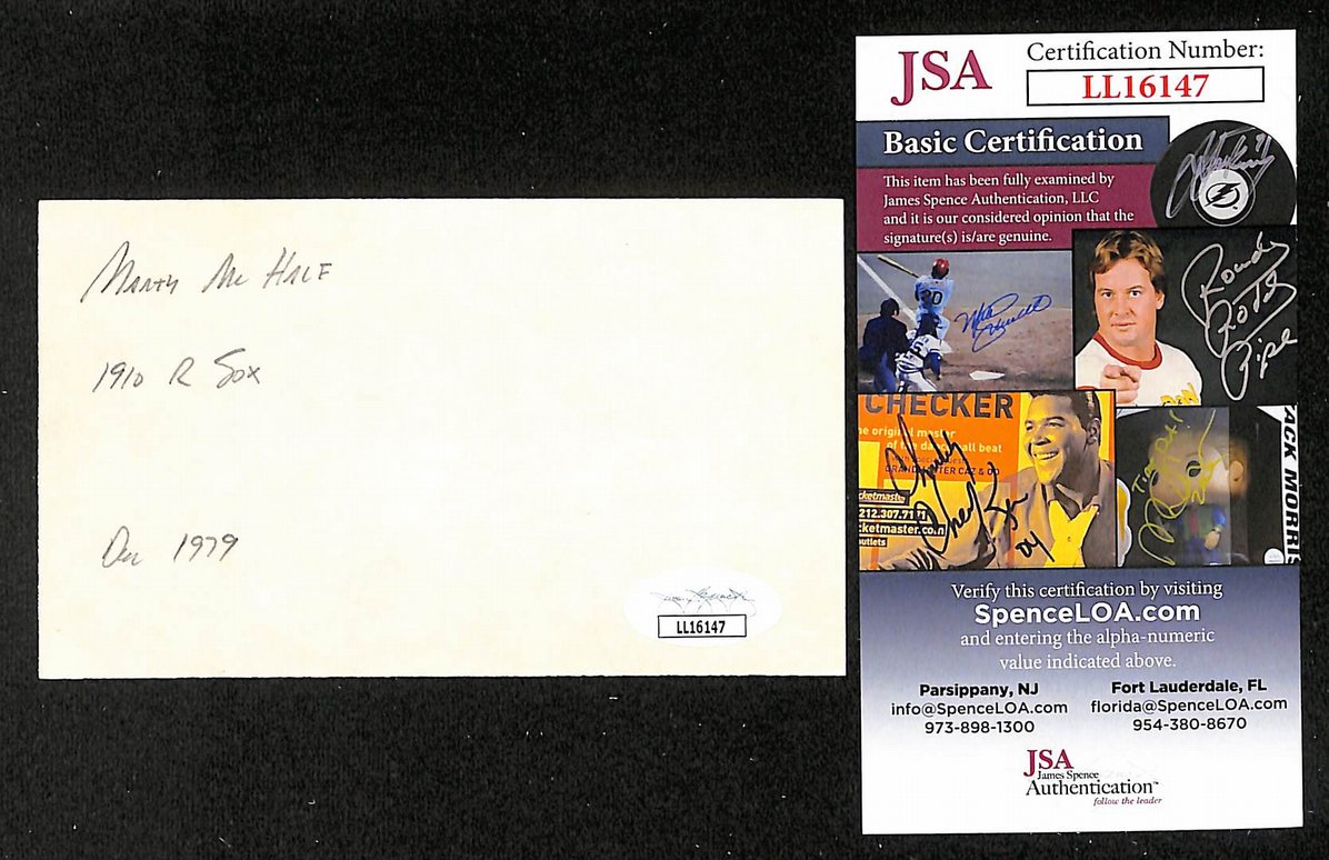 Marty McHale Yankees Autographed/Signed 3x5 Index Card JSA BA207710