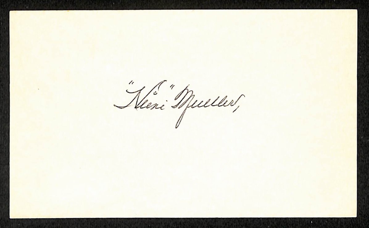 Heinie Mueller Cardinals Autographed/Signed 3x5 Index Card JSA BA207715