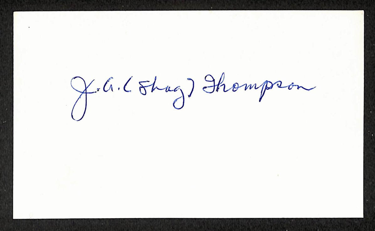 Shag Thompson Athletics Autographed/Signed 3x5 Index Card JSA BA207716