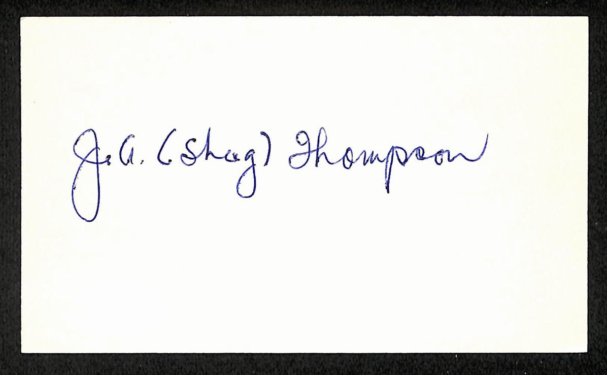 Shag Thompson Athletics Autographed/Signed 3x5 Index Card JSA BA207717