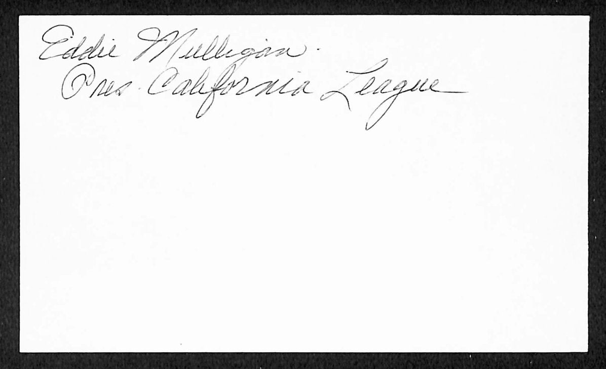 Eddie Mulligan Cubs Autographed/Signed 3x5 Index Card JSA BA207720