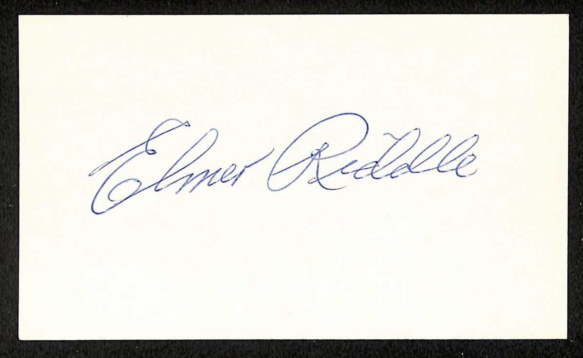 Elmer Riddle Pirates Autographed/Signed 3x5 Index Card JSA BA207721