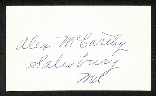 Alex McCarthy Pirates Autographed/Signed 3x5 Index Card JSA BA207723