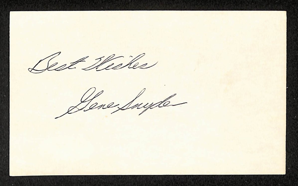 Gene Snyder Dodgers Autographed/Signed 3x5 Index Card JSA BA207725