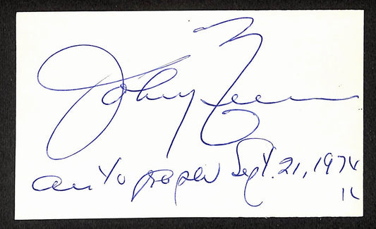 Johnny Neun Yankees Autographed/Signed 3x5 Index Card JSA BA207735