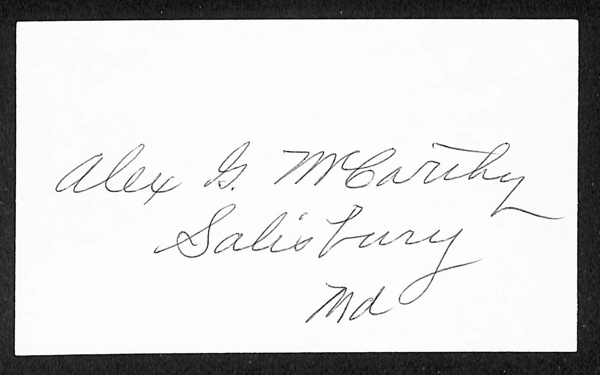 Alex McCarthy Pirates Autographed/Signed 3x5 Index Card JSA BA207740
